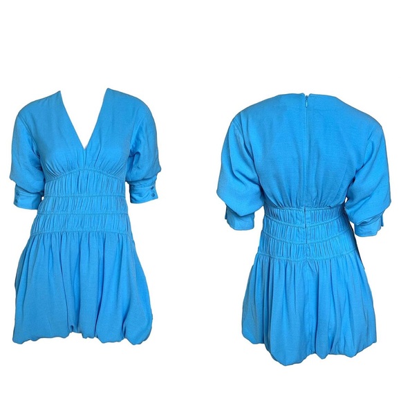 SIMKHAI $395 Diem Gauze Short-Sleeve Mini Bubble Dress - Picture 2 of 5